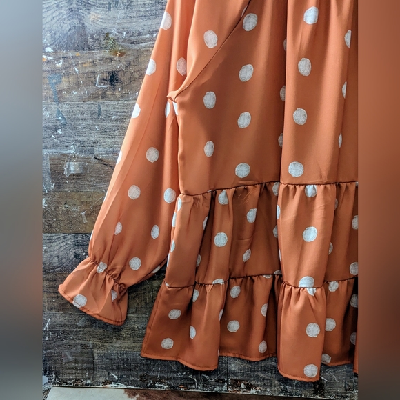 Boho Orange Polka Dotted Tiered Tunic - Picture 15 of 16
